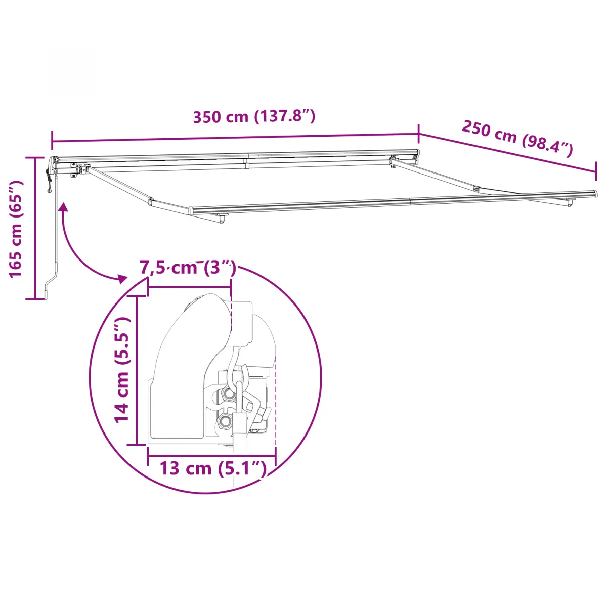 Automatikus Behúzható Napellenző Piros 350x250 cm