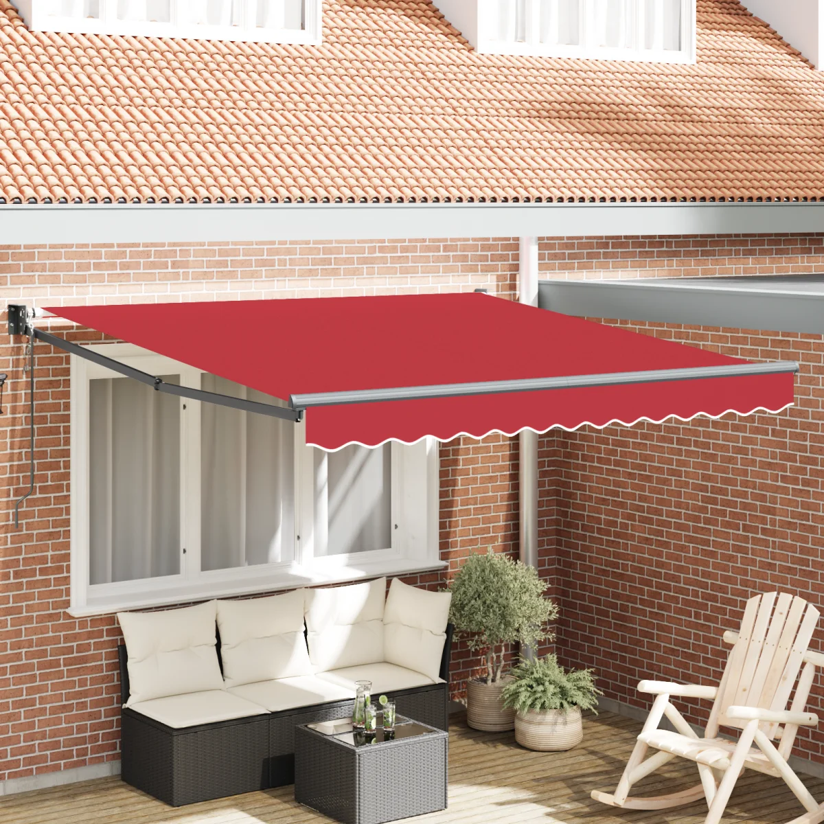 Automatikus Behúzható Napellenző Piros 350x250 cm
