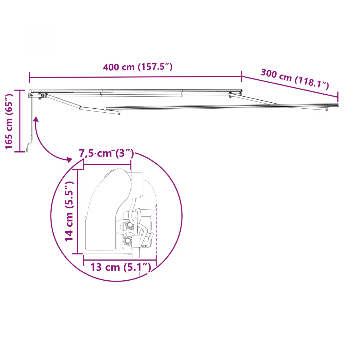 Behúzható Napernyő Narancs és Barna 400x300 cm