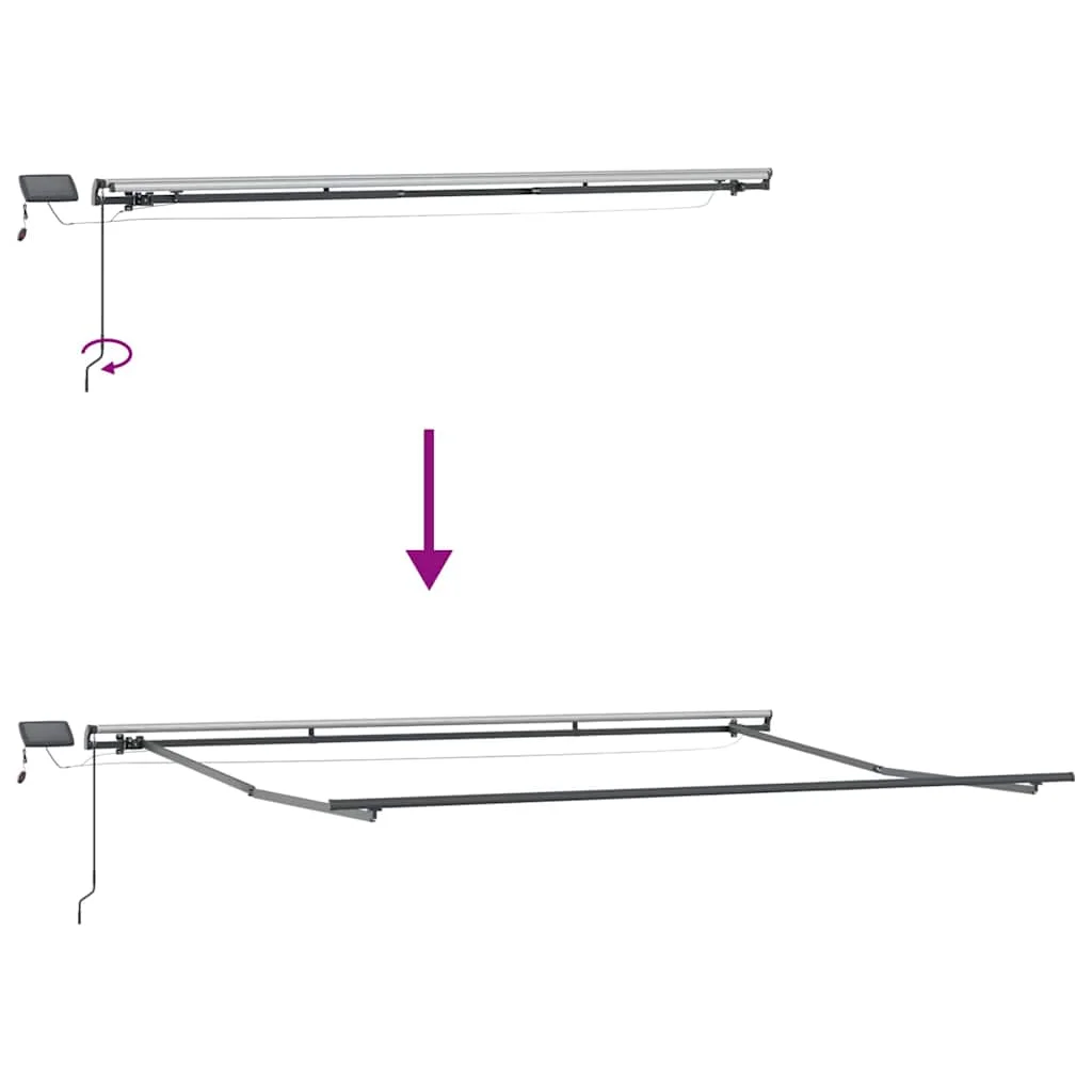 Manuális Behúzható Napellenző LED Piros és Fehér Csíkos 400x300 cm