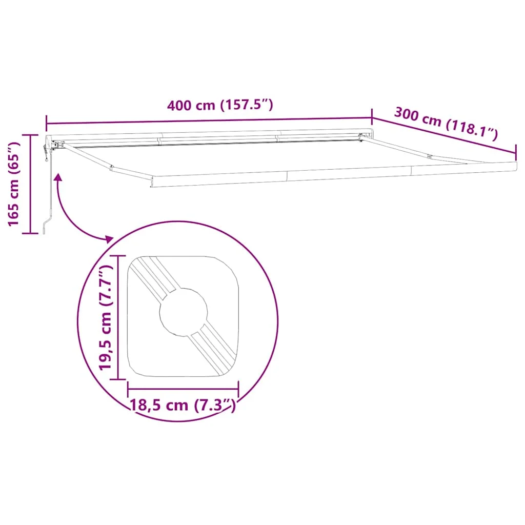Behúzható napellenző Sokszínű 400 × 300 cm Szövet, Fém