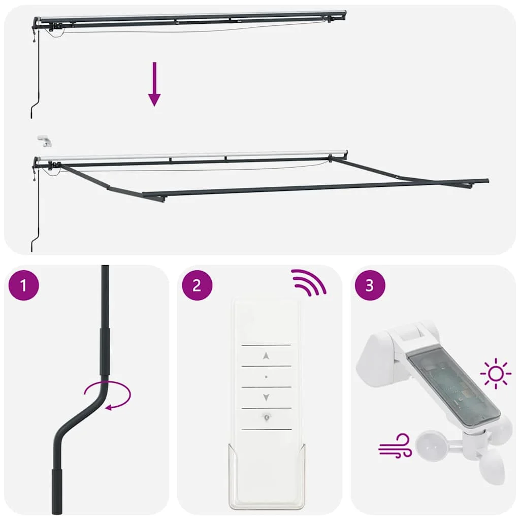 Automatikus Behúzható Napellenző LED világítással Fehér 400x300 cm