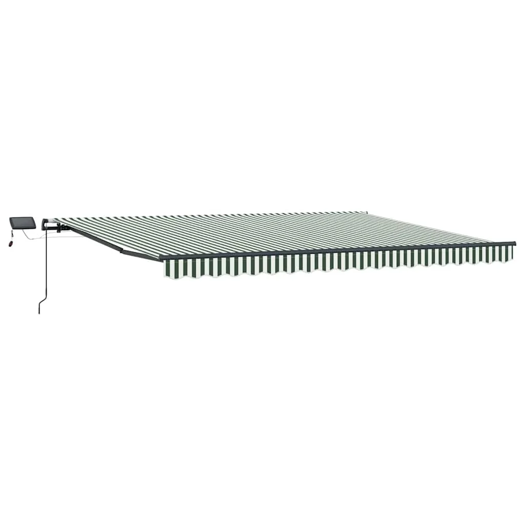 Behúzható napellenző Zöld és fehér 400 ×300 cm szövet