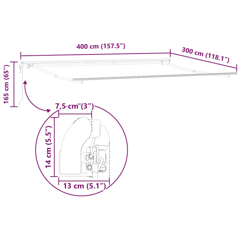 Behúzható napellenző Zöld és Fehér 400 × 300 cm