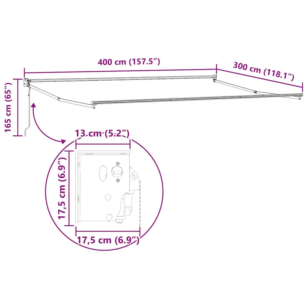 Behúzható napellenző Zöld és Fehér 400 × 300 cm