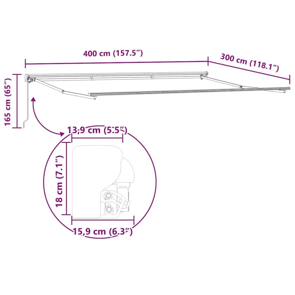Napernyő keret Zöld és Fehér 400 × 300 cm