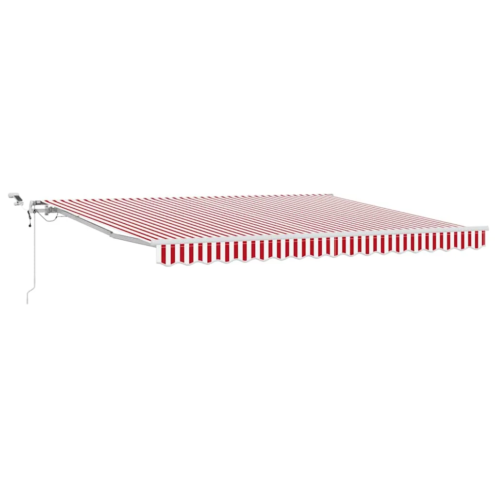 Behúzható napellenző Piros és Fehér 400 × 350 cm