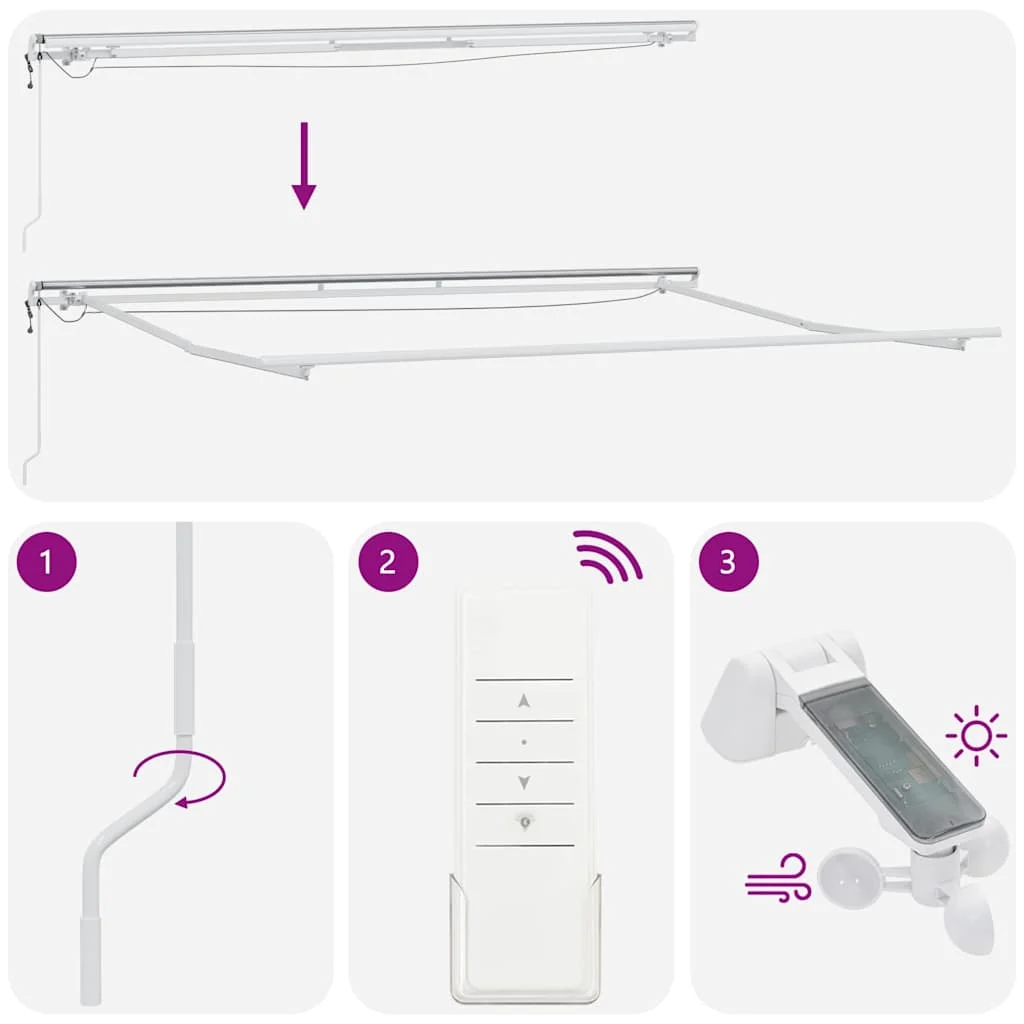 Behúzható napellenző Piros és Fehér 400 × 350 cm