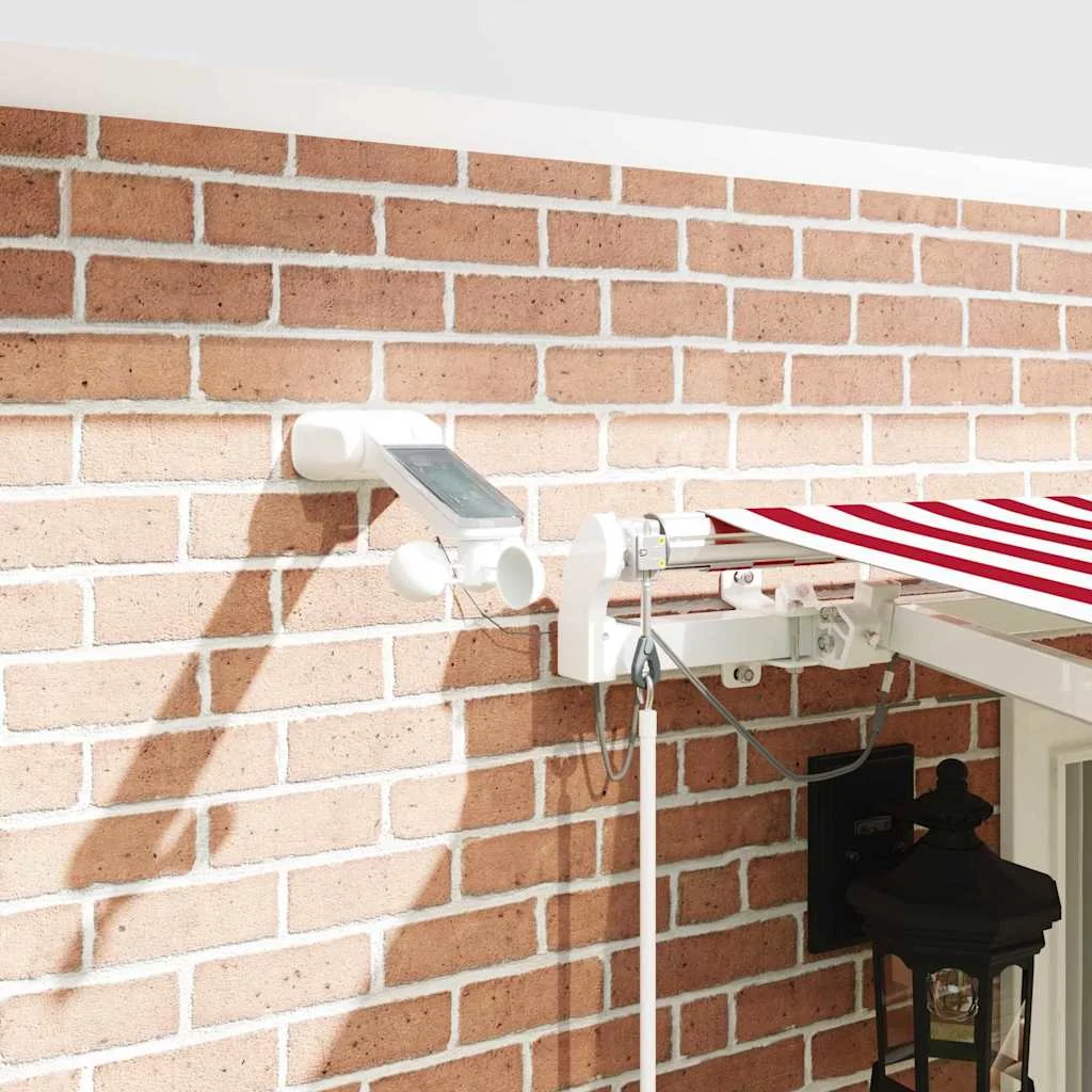 Behúzható napellenző Piros és Fehér 400 × 350 cm