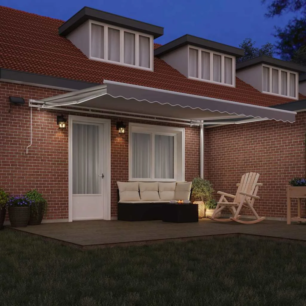 Behúzható napellenző Világosszürke 450 × 300 cm Szövet és Acél