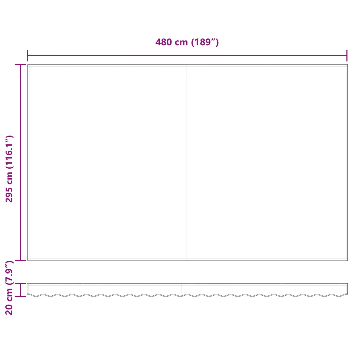 Napernyő keret Krém 500 × 300 cm Poliészter PU bevonattal