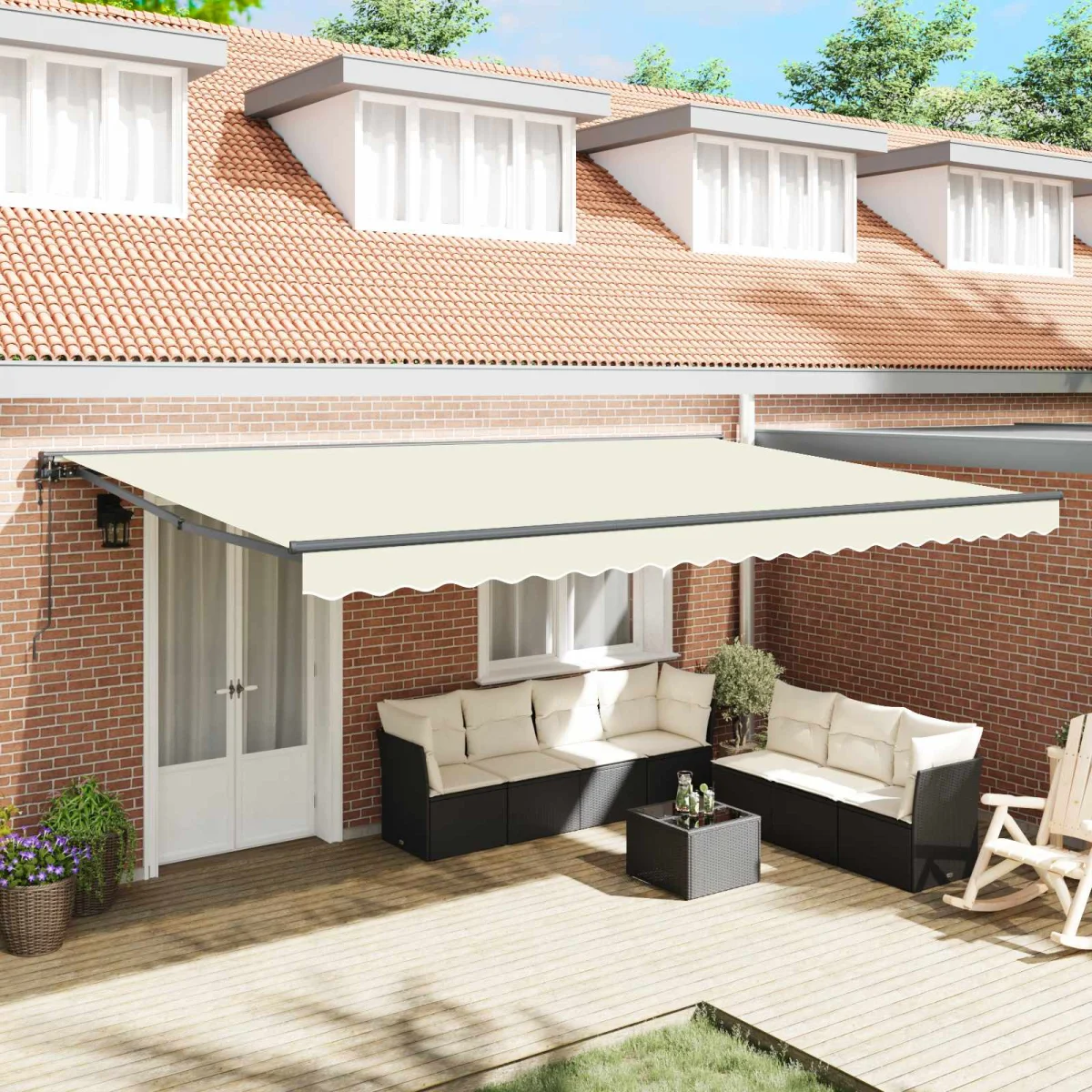 Napernyő keret Krém 500 × 300 cm Poliészter PU bevonattal