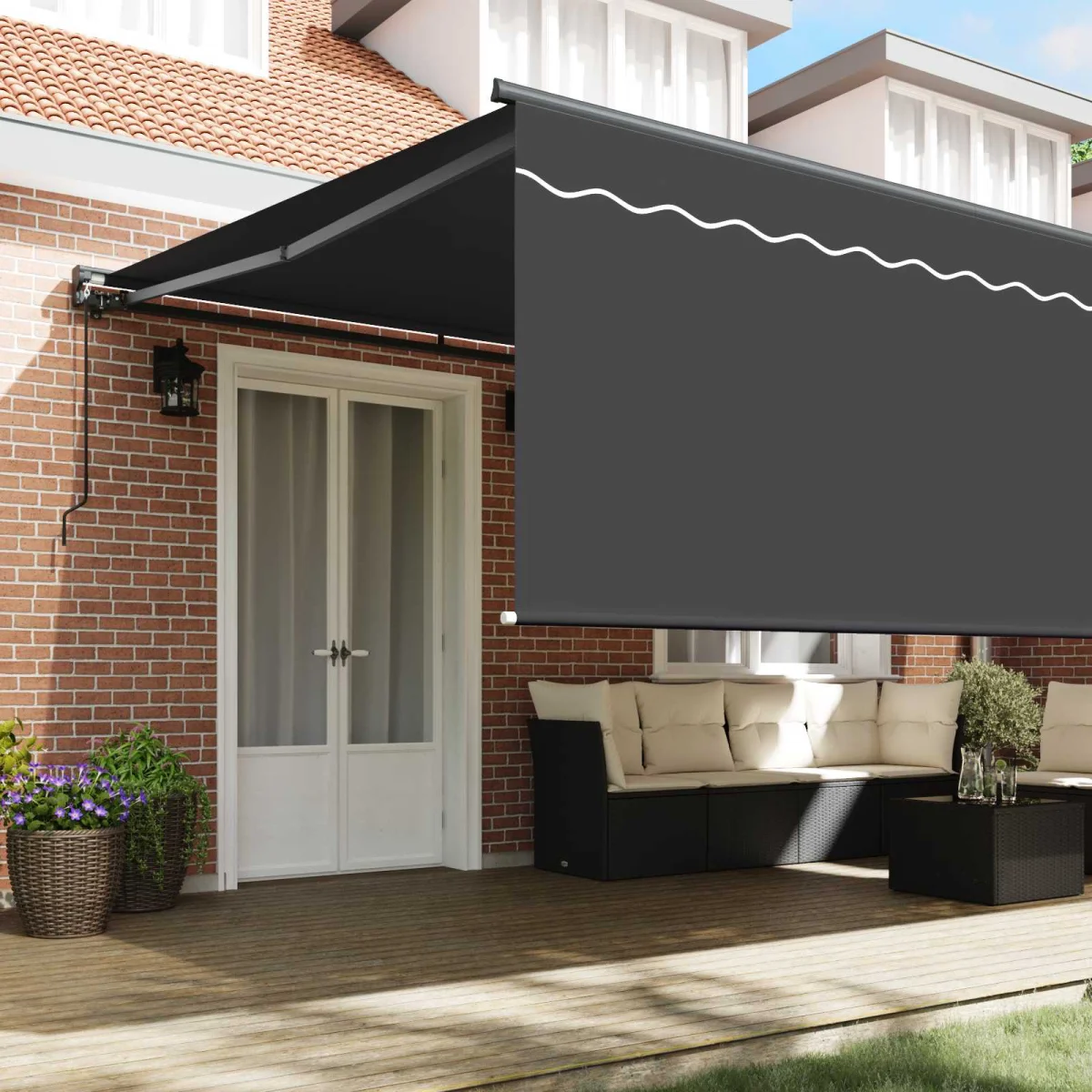 Behúzható napellenző Antracit 500 × 300 cm Pamut és Alumínium