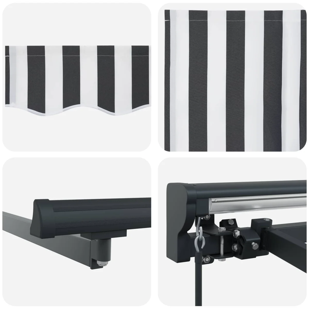 Napernyő keret Antracit és Fehér 500 × 300 cm