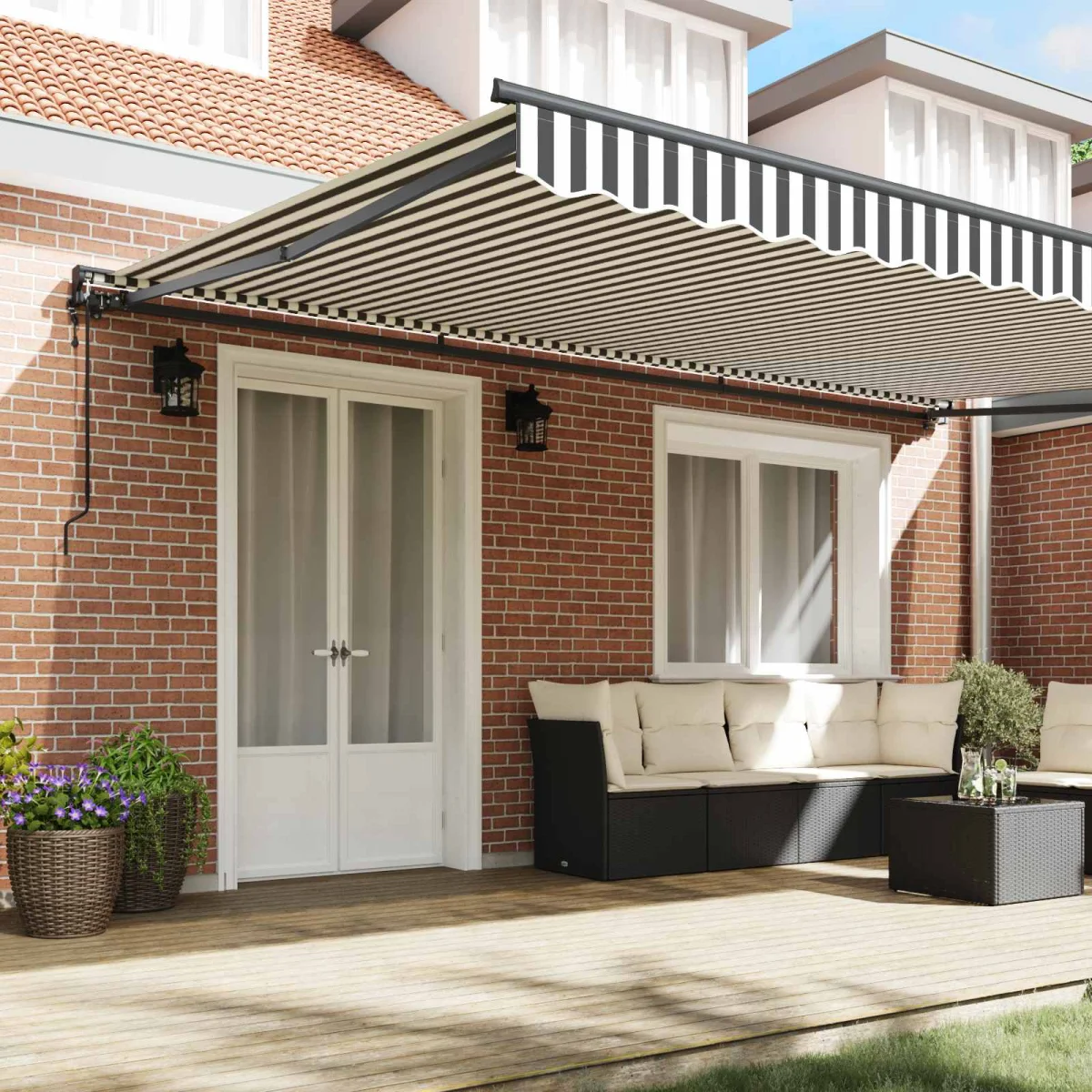 Napernyő keret Antracit és Fehér 500 × 300 cm