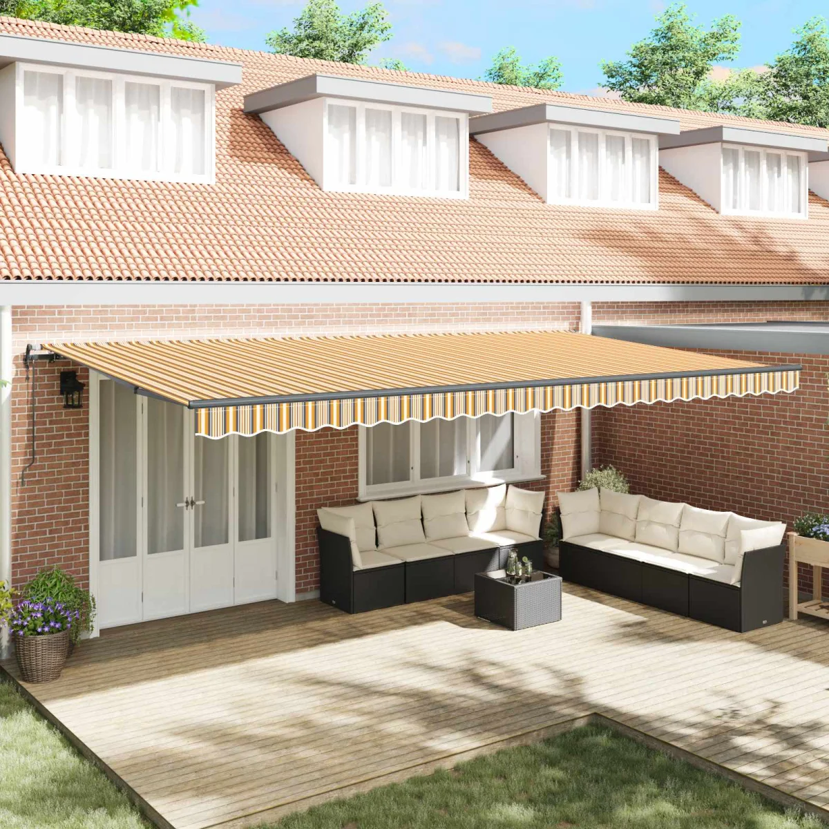 Behúzható napellenző Sokszínű 600 × 300 cm Szövet és Alumínium