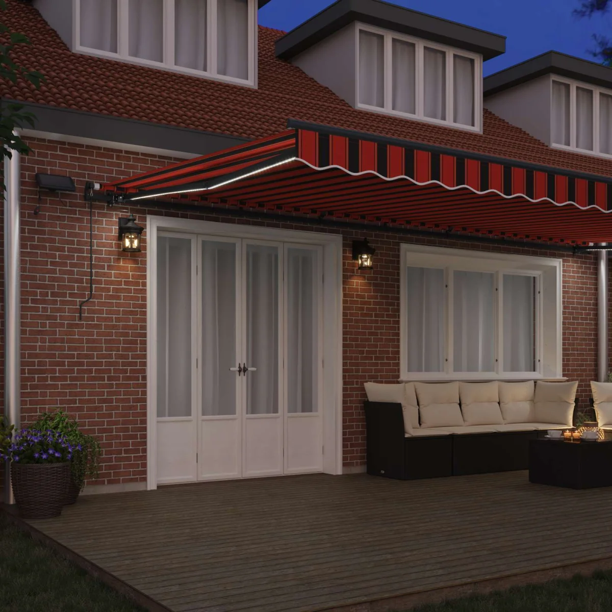 Behúzható napellenző narancssárga és barna 600 ×350 cm szövet