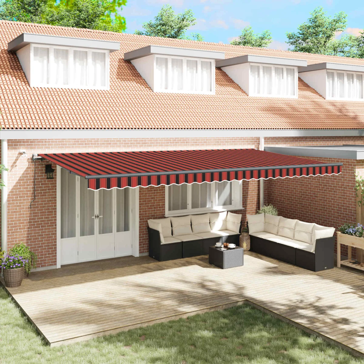 Napernyő Anyag narancssárga és barna 600 × 350 cm Poliészter