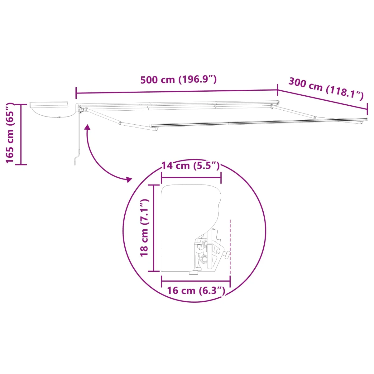 Elektromos Kihúzható Napernyő Antracit 5 x 3 m