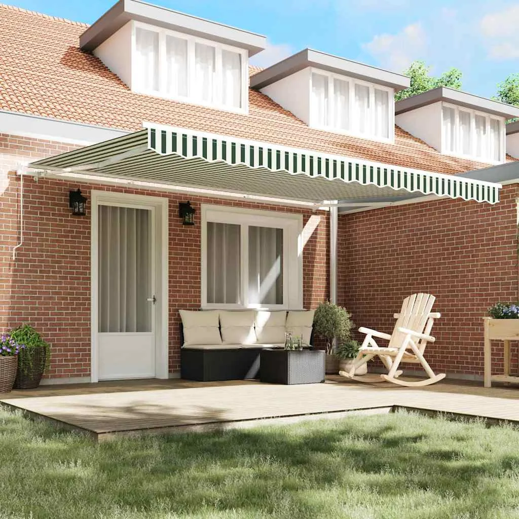 Napellenző ponyva Zöld és Fehér 430 x 295 cm Poliészter