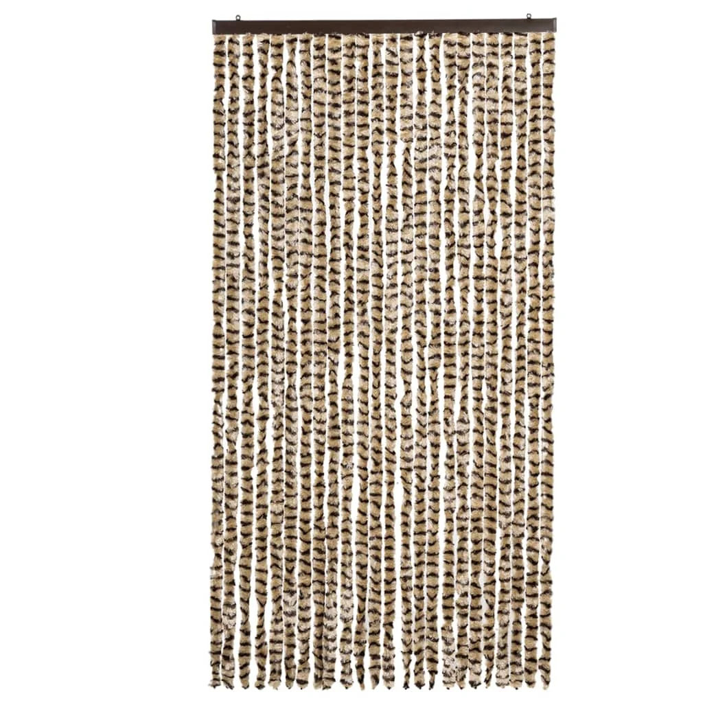 Bézs és barna zsenília rovarfüggöny 100 x 220 cm