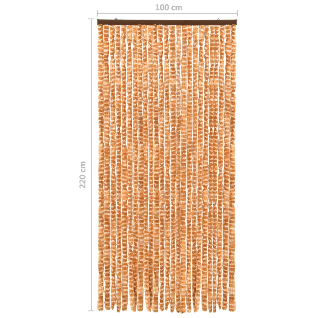 Okkersárga és fehér zsenília rovarfüggöny 100 x 220 cm