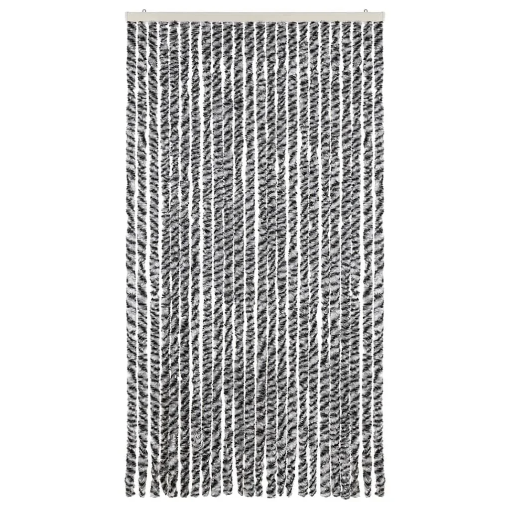Szürke és fekete és fehér zsenília rovarfüggöny 100x220 cm