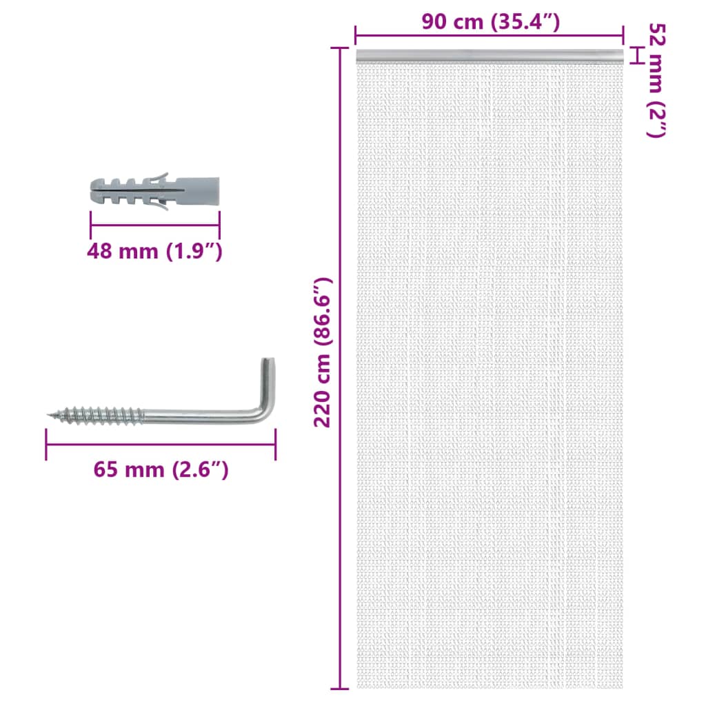 Alumínium láncos ajtószúnyogháló 90 x 220 cm