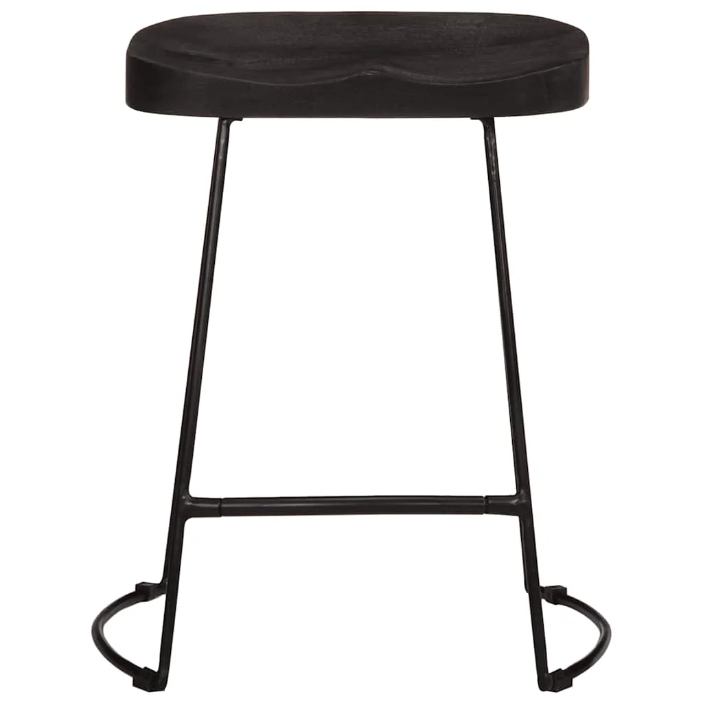Bárszékek 2 db Fekete 46x38x52 cm tömör fa Mango