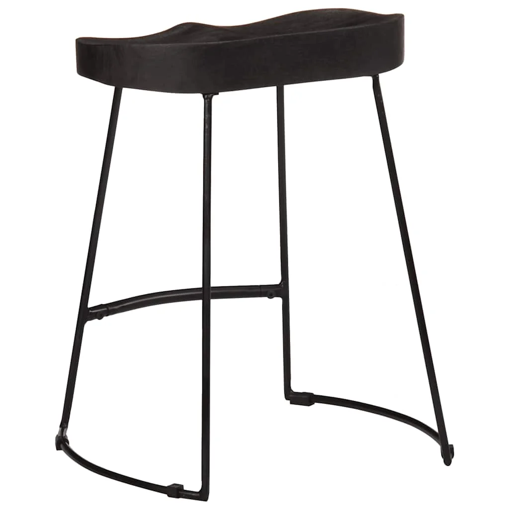Bárszékek 2 db Fekete 46x38x52 cm tömör fa Mango