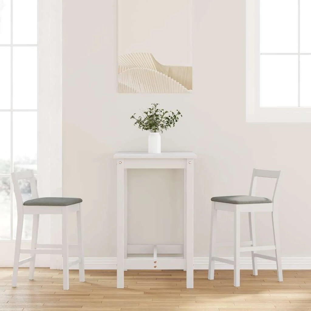 2 db fehér tömörfa gumiból bárszékek párnákkal