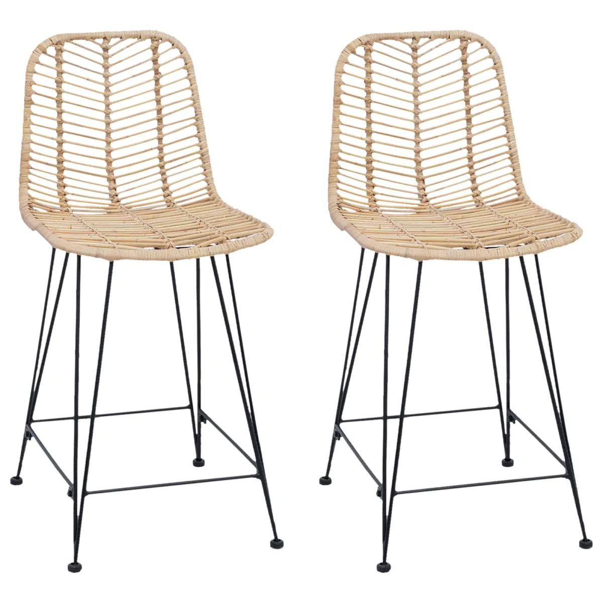 Bárszék 2 pcs Természetes 44,5 x 54,5 x 97,5 cm Rattan és Vas