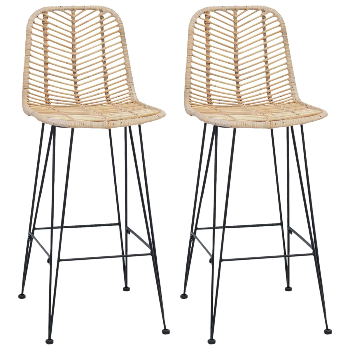 Bárszék 2 pcs Természetes 44,5 x 53 x 111 cm Rattan és Vas