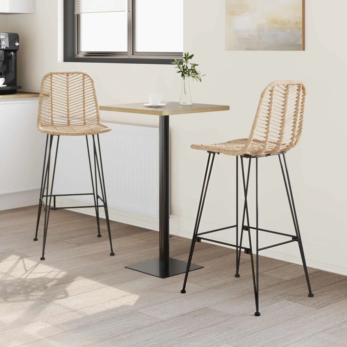 Bárszék 2 pcs Természetes 44,5 x 53 x 111 cm Rattan és Vas