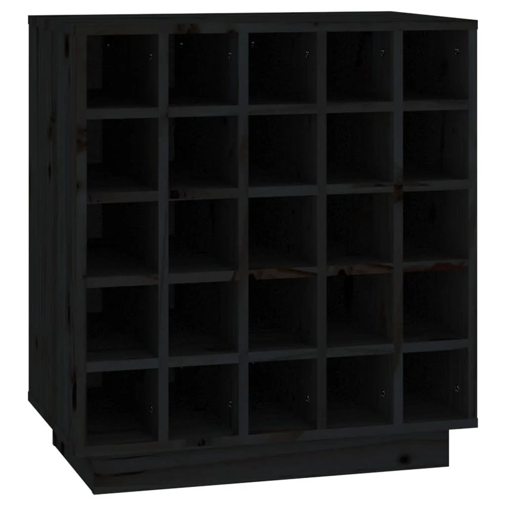 Fekete tömör fenyőfa borszekrény 55,5x34x61 cm