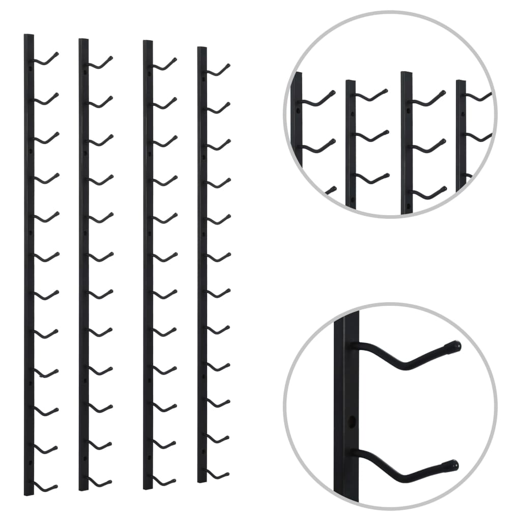 2 db fekete vas falra szerelhető bortartó állvány 24 palacknak