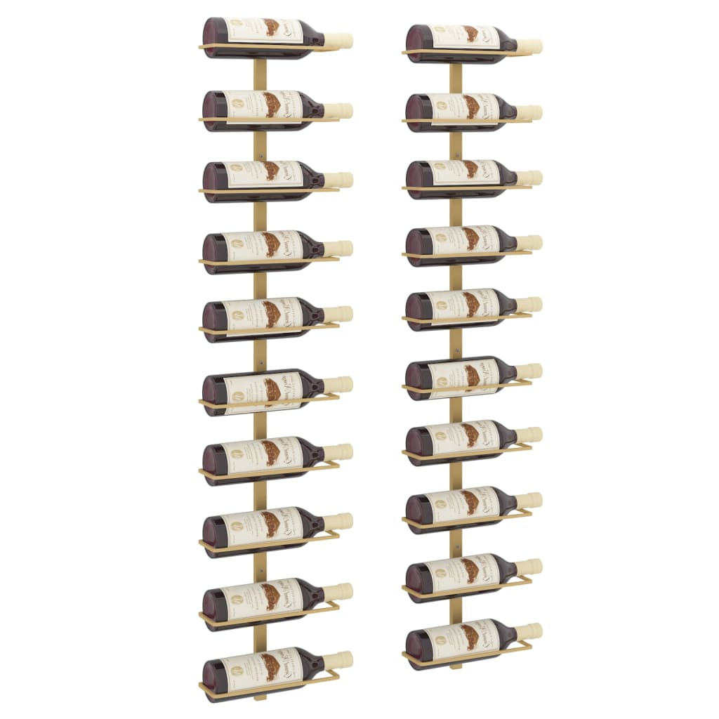 Arany fém falra szerelhető bortartó állvány 10 palacknak