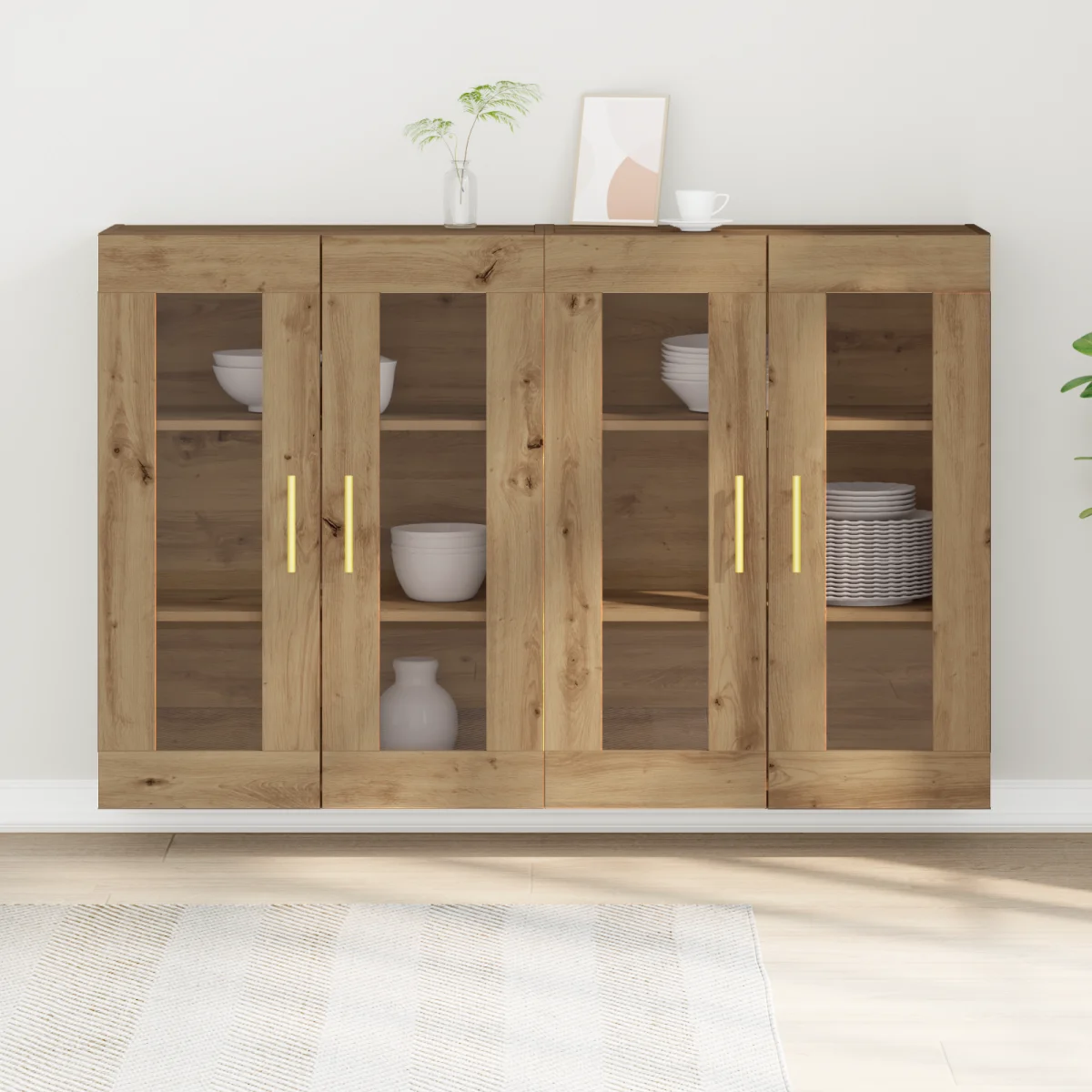 Fali Szekrények 2 db Artisan Tölgy 69,5x34x90 cm Épített Fa