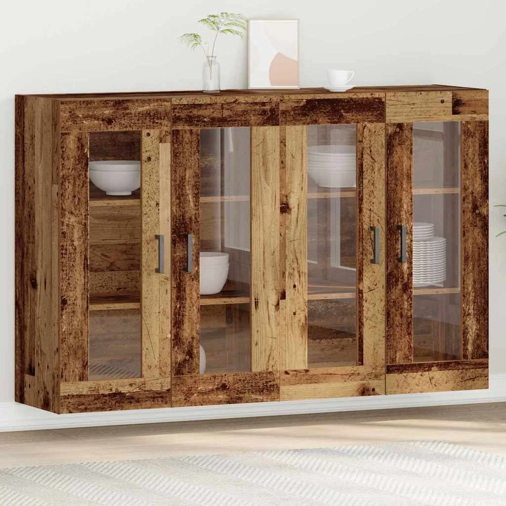 Fali Szekrények 2 pcs Öreg fa 69,5 x 34 x 90 cm Faanyag