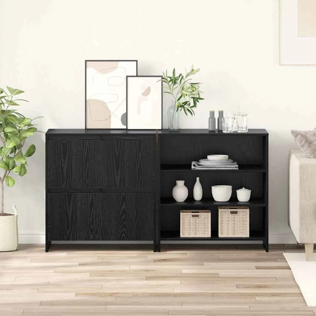 Széf polcokkal ajtóval 2 pcs Musta tammi 70 x 41 x 75 cm Faanyag