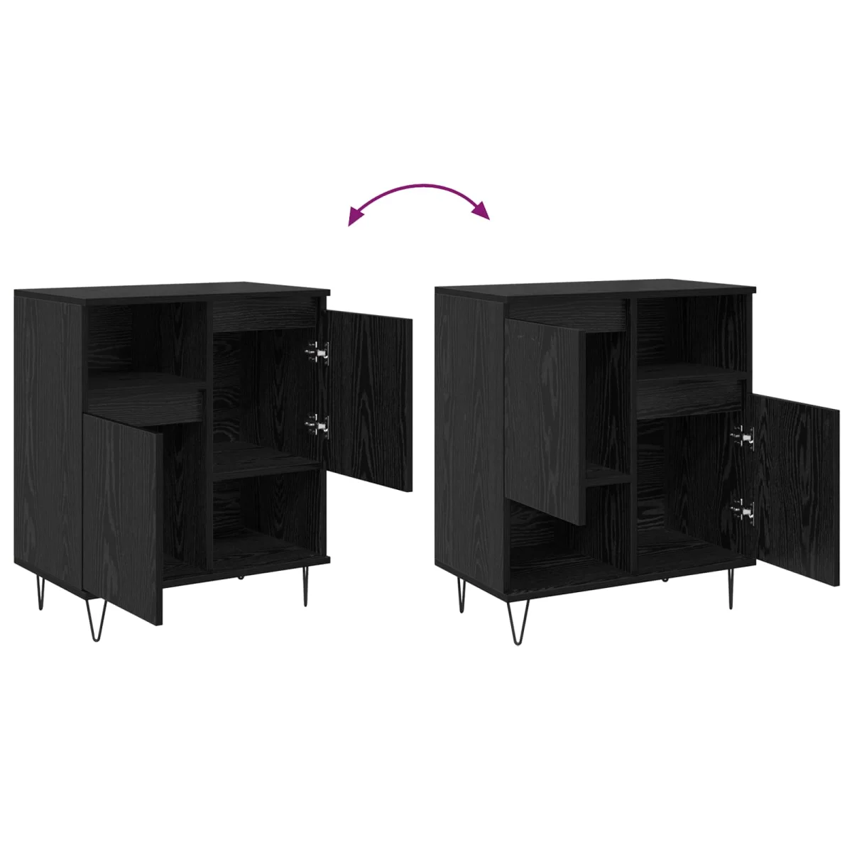 Széf 3 pcs Fekete tölgy 60 x 35 x 70 cm
