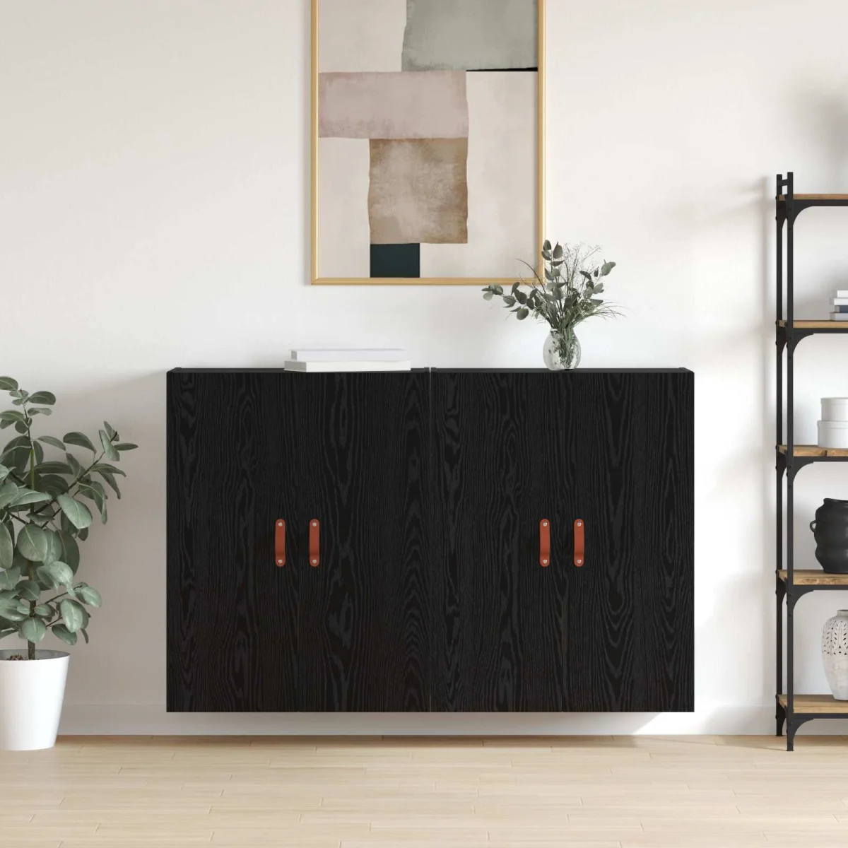 Fali szekrény 2 pcs Fekete tölgy 69,5 x 34 x 90 cm Faanyag