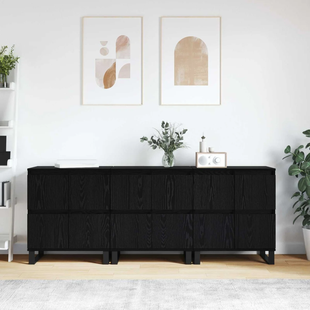 Széf 3 pcs Fekete tölgy 60 x 35 x 70 cm