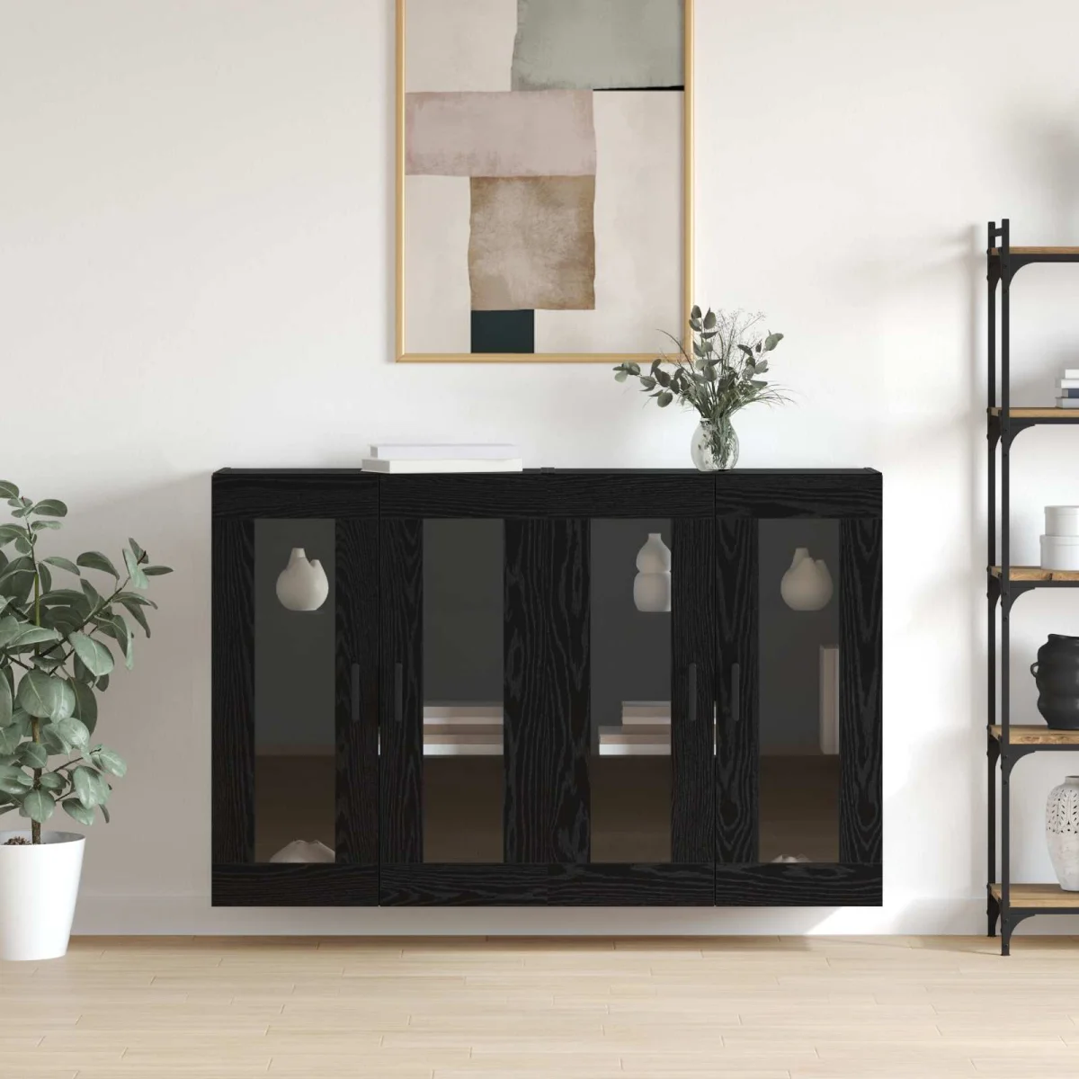 Fali Szekrények 2 pcs Musta tammi 69,5 x 34 x 90 cm Faanyag