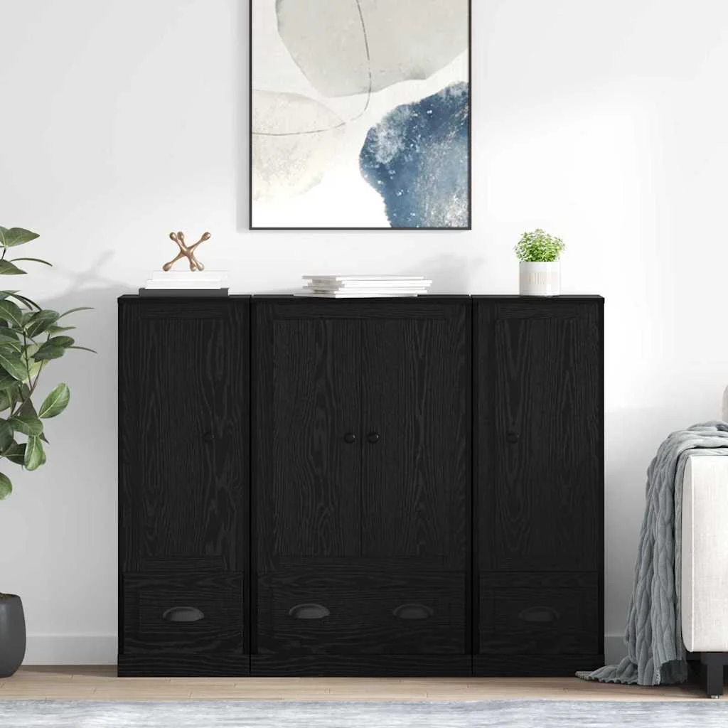Magasfiú fiókkal 3 pcs Fekete tölgy Faanyag