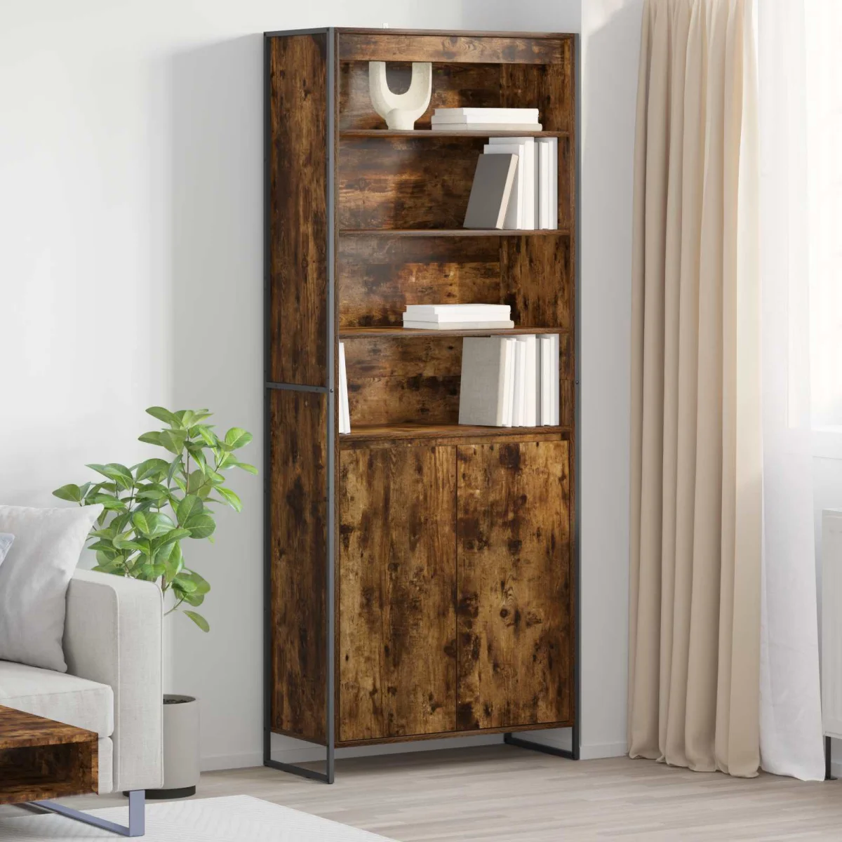 Magas szekrények 2 pcs Füstös tölgy 60 x 36 x 300 cm Faanyag