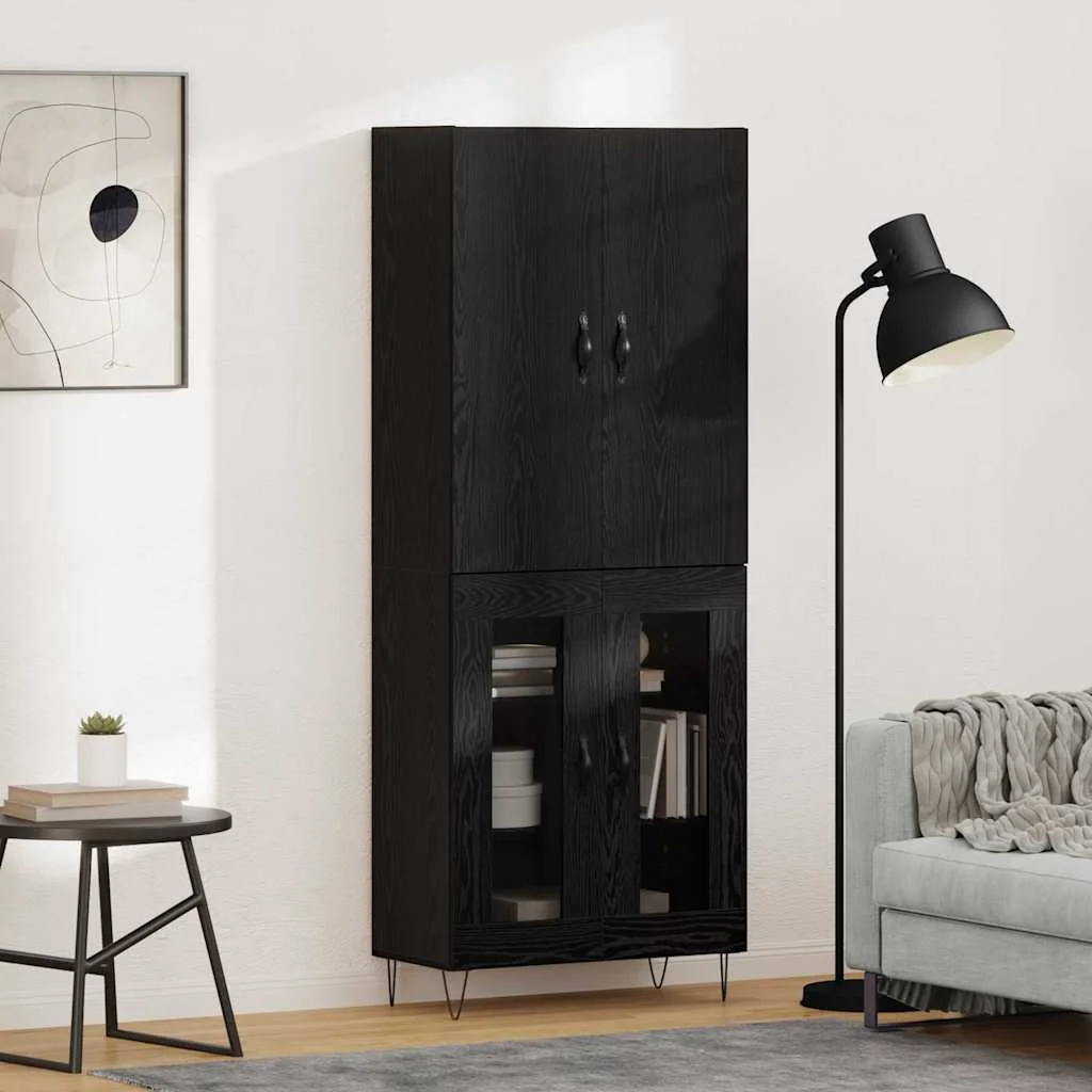 Magasfiú 2 pcs Fekete tölgy RÉtegelt fa és üveg