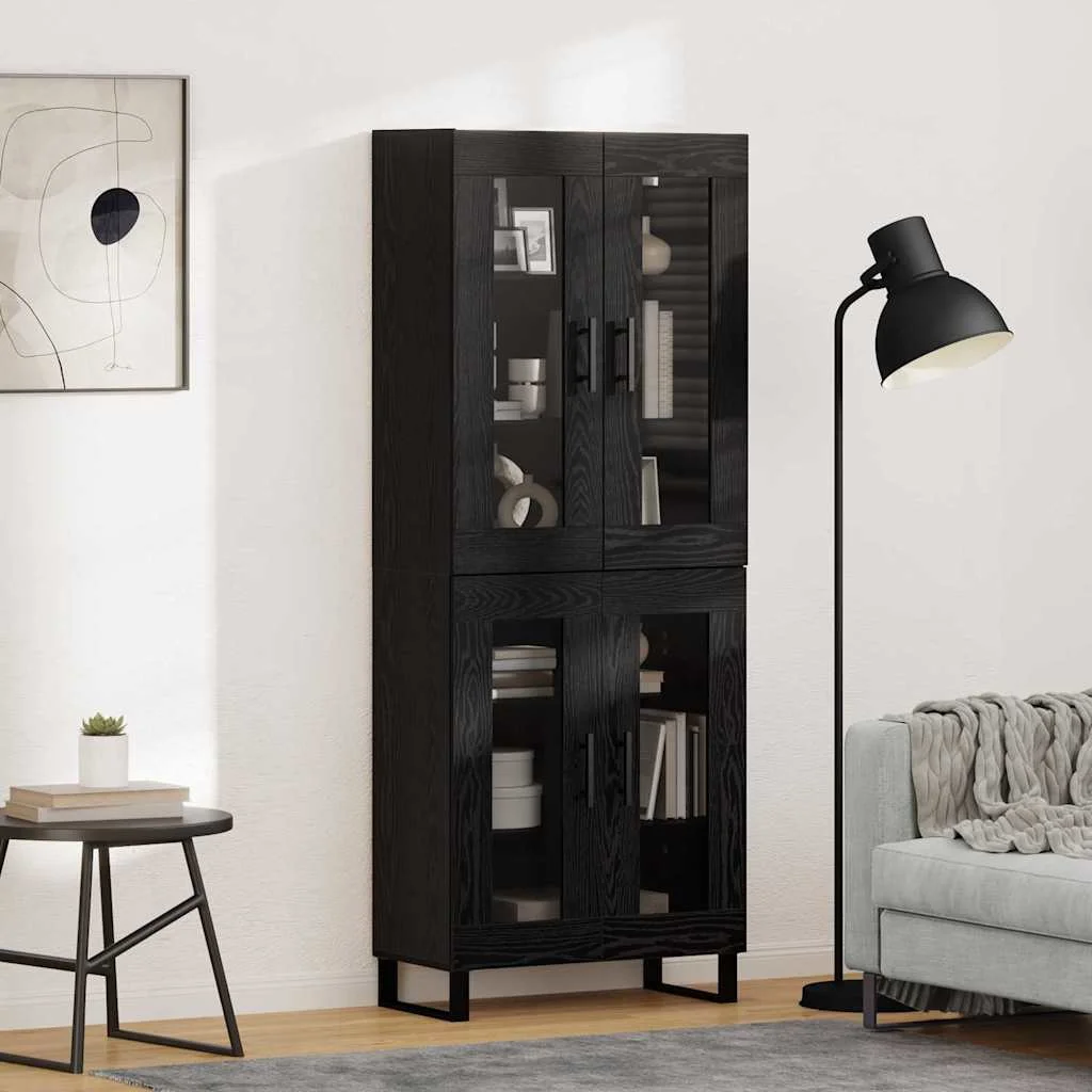 Magasfiú 2 pcs Fekete tölgy Műanyag Fa és Üveg