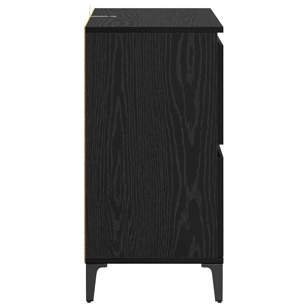 Oldalszekrények 2 pcs Fekete tölgy 60 x 35 x 70 cm Faanyag