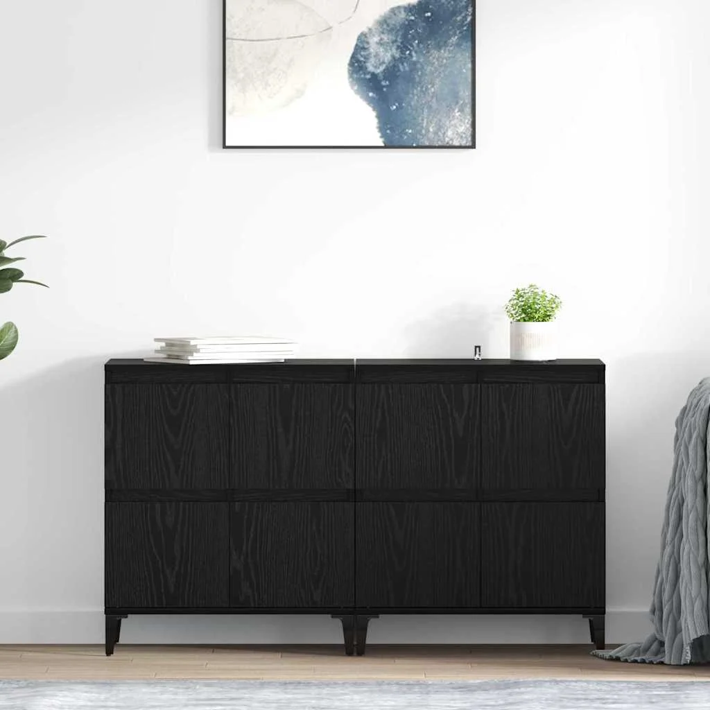 Oldalszekrények 2 pcs Fekete tölgy 60 x 35 x 70 cm Faanyag